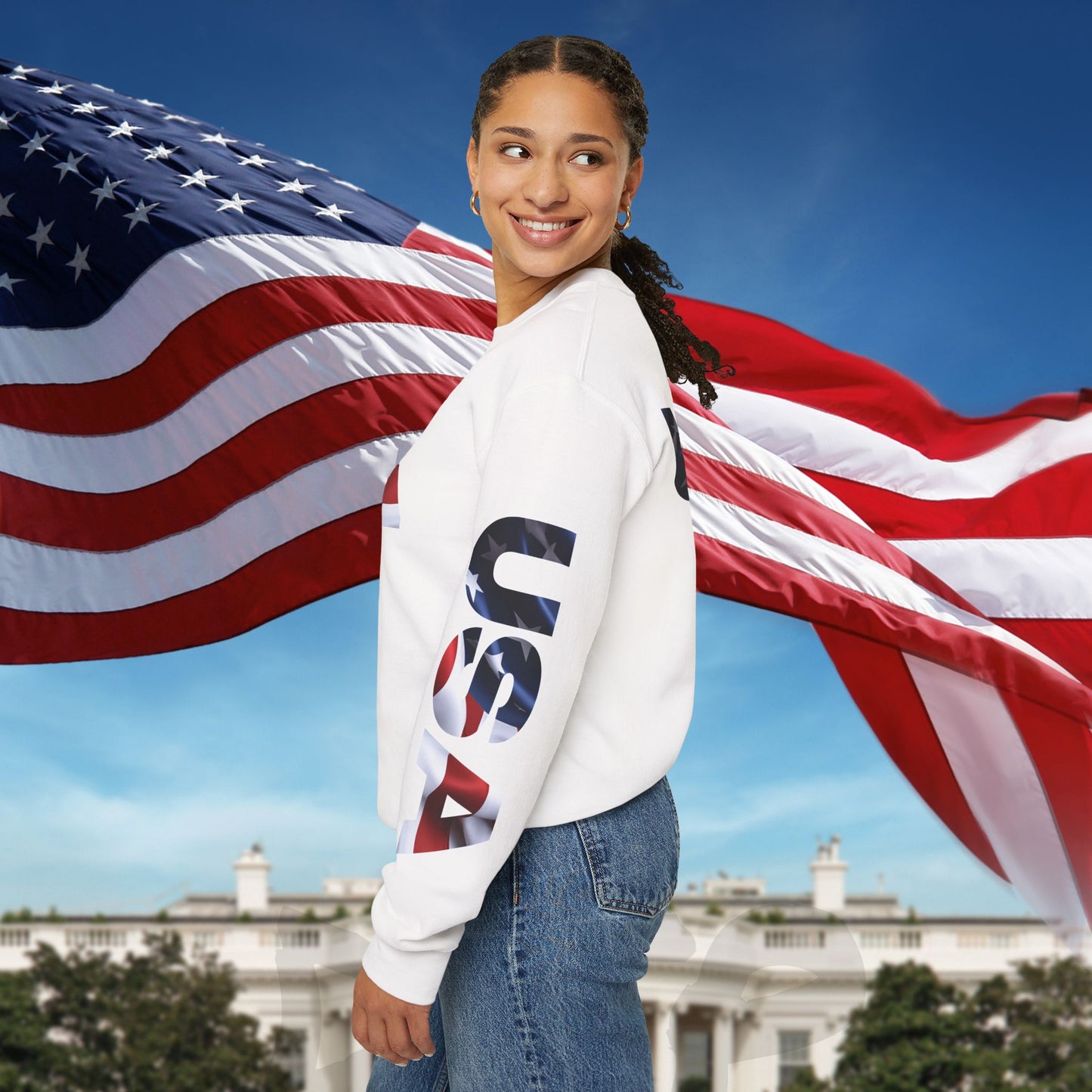 Patriotic USA Crewneck Sweatshirt - Unisex Heavy Blend - American Pride - National Pride Gift - S-5XL