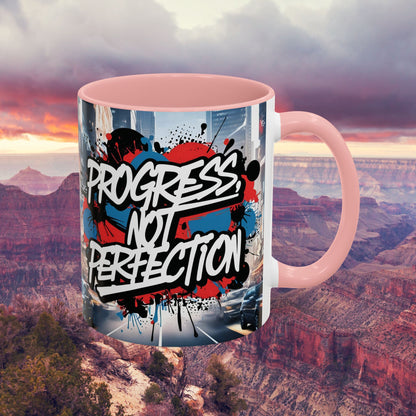 Progress Not Perfection! Graffiti Style Mug - Vibrant Design - 11oz/15oz - 8 Colors