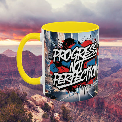 Progress Not Perfection! Graffiti Style Mug - Vibrant Design - 11oz/15oz - 8 Colors
