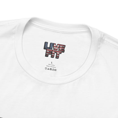 LIVE FIT Patriotic T-Shirt - American Flag Red White Blue - Unisex Fitness Tee