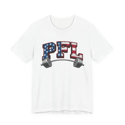 PFL Patriot Fit Life T-Shirt | American Flag Barbell Weightlifting Tee – LIVE FIT