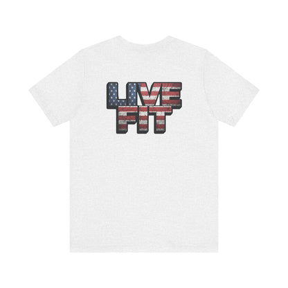 LIVE FIT Patriotic T-Shirt - American Flag Red White Blue - Unisex Fitness Tee