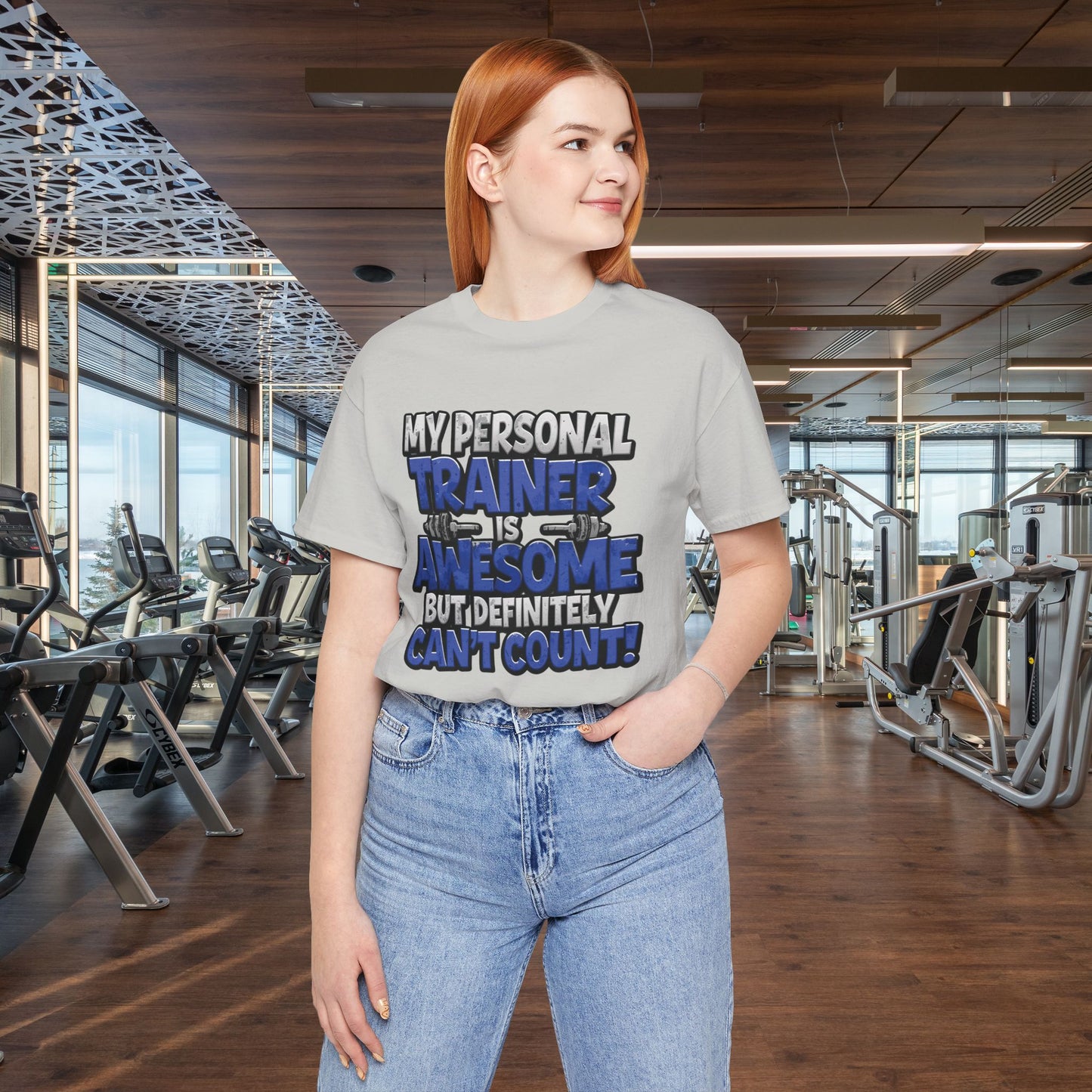 Funny - My Personal Trainer Is Awesome But Definitely Can’t Count! Tee - Great Gift for Fitness Lovers - Gym Humor Shirt - Workout Apparel - Personal Trainer Gift - Fitness Motivation Tee - XS - 4XL