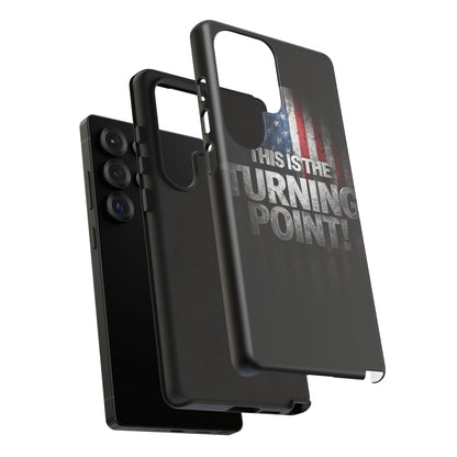 Stunning Patriotic Protective Cell Phone Case -  Charlie Kirk - This Is The Turning Point! - Red White Blue - Beautiful American Flag Backdrop Design - Perfect Gift for Everyday Use, Durable Cover, Stylish Protection