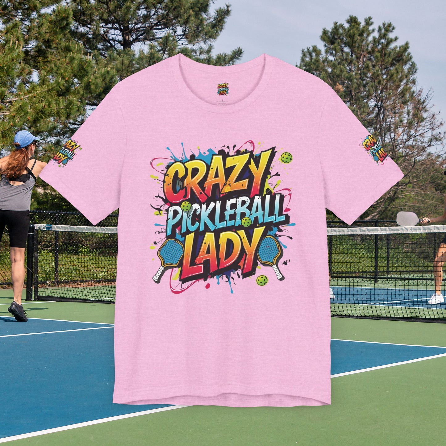 Eye-Catching  Crazy  Pickleball  Lady  T-Shirt - Fun  Graphic  Tee  for  Pickleball  Enthusiasts   Sizes  XS-5XL
