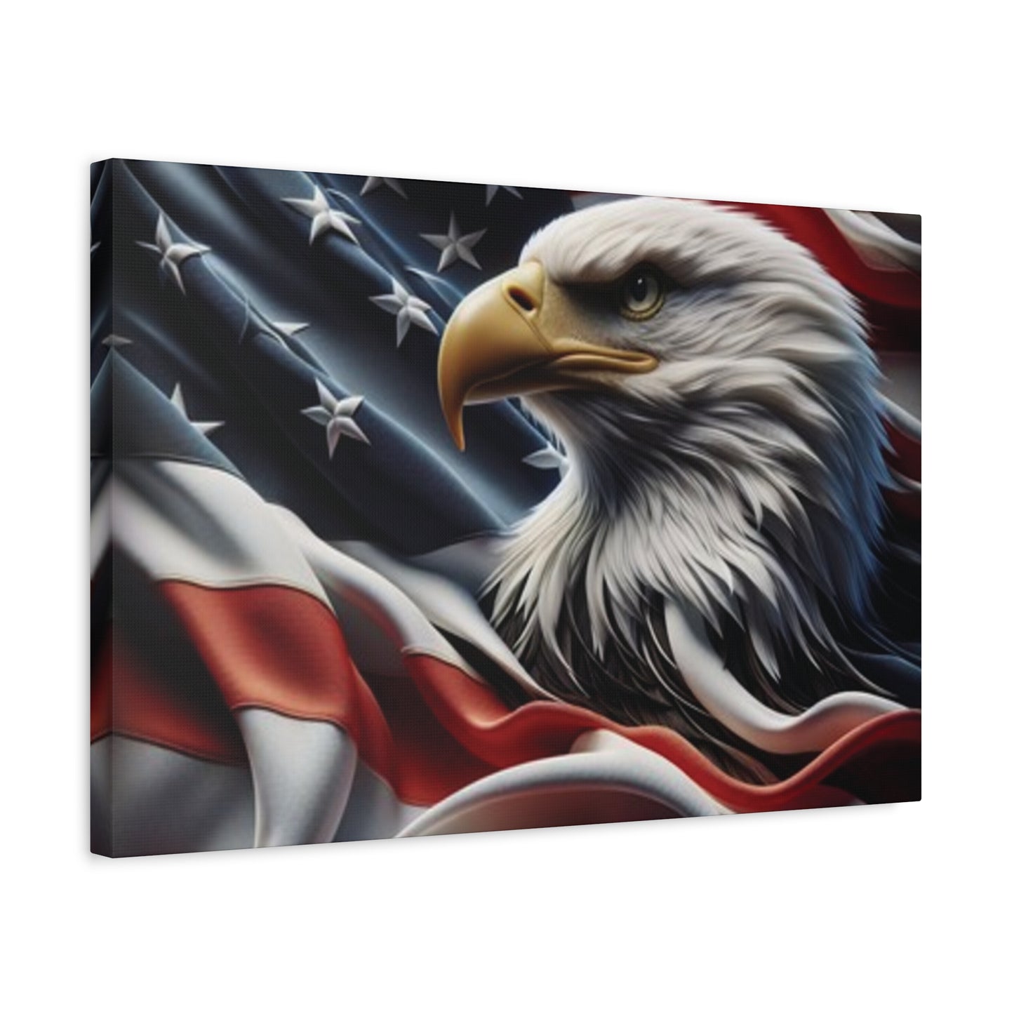 Patriotic Eagle Gallery Wrapped Canvas Art - American Flag Wall Decor - Red White Blue - USA Pride - Holiday Gift -  4th of July Home Decoration - Veteran Gift -  USA Theme Art - Print On Sides - Mirror Sides -