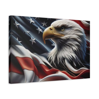 Patriotic Eagle Gallery Wrapped Canvas Art - American Flag Wall Decor - Red White Blue - USA Pride - Holiday Gift -  4th of July Home Decoration - Veteran Gift -  USA Theme Art - Print On Sides - Mirror Sides -