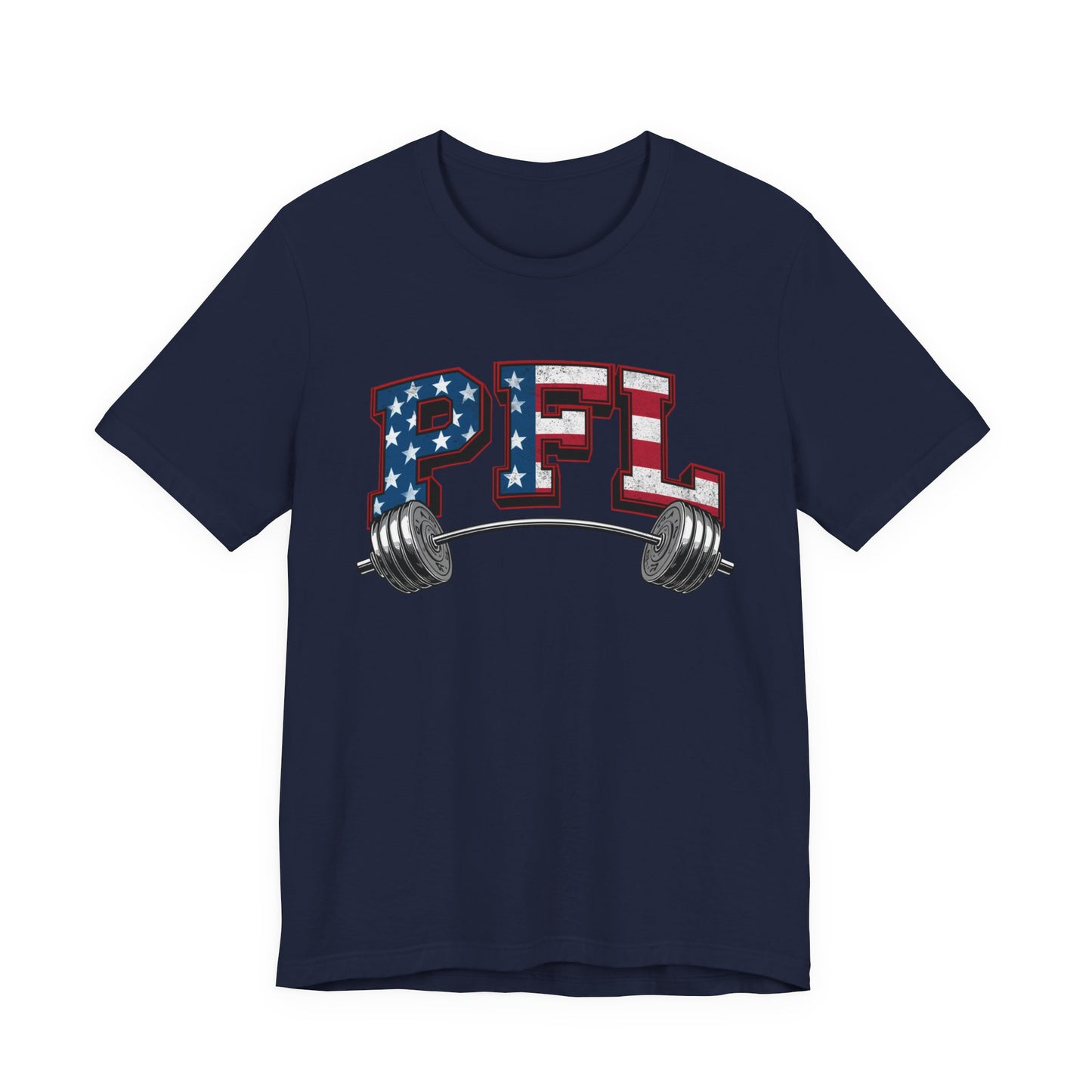 PFL Patriot Fit Life T-Shirt | American Flag Barbell Weightlifting Tee – LIVE FIT
