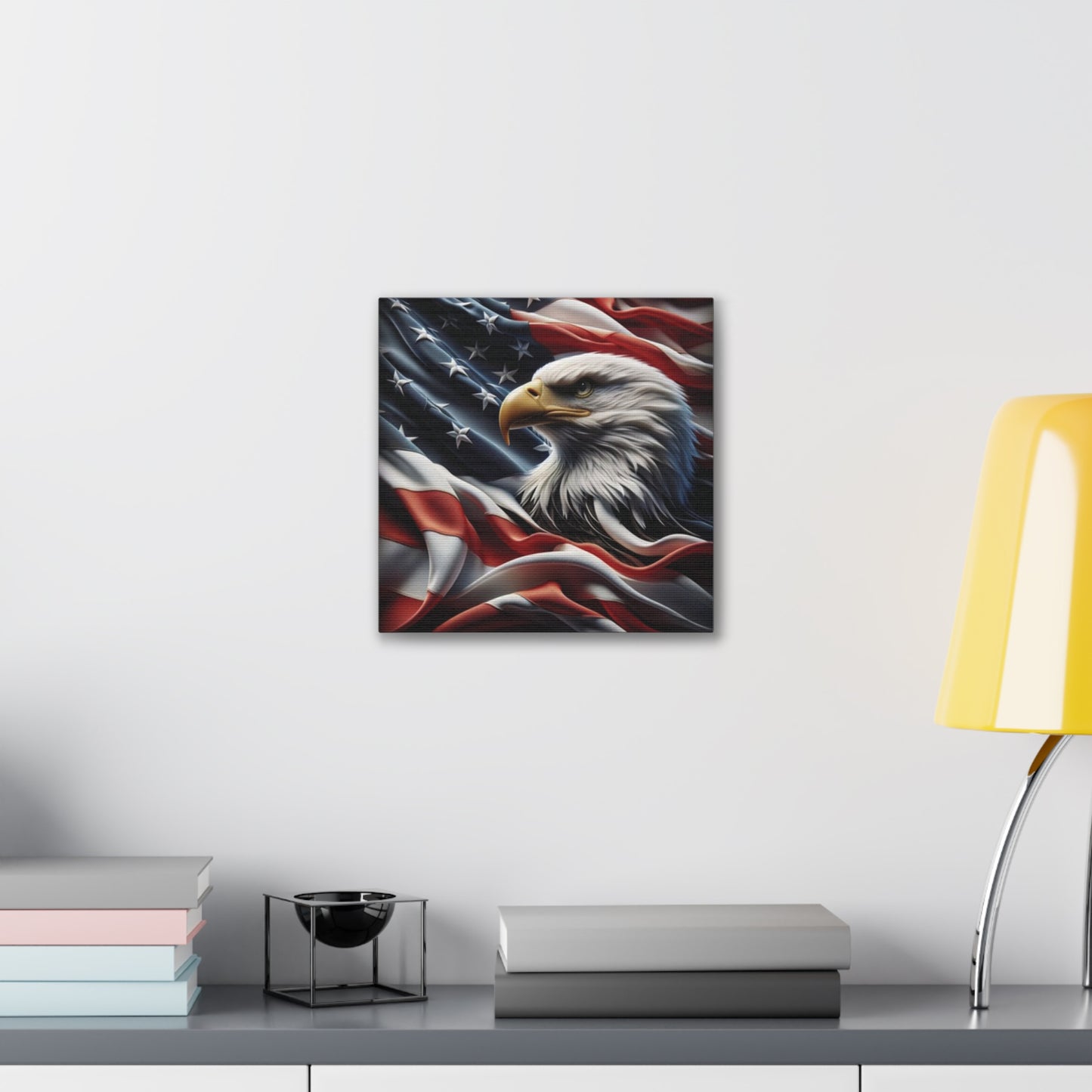 Patriotic Canvas Wall Art, American Eagle & Flag Print, Home Decor for Veterans, Memorial Day, Independence Day, Gifts
