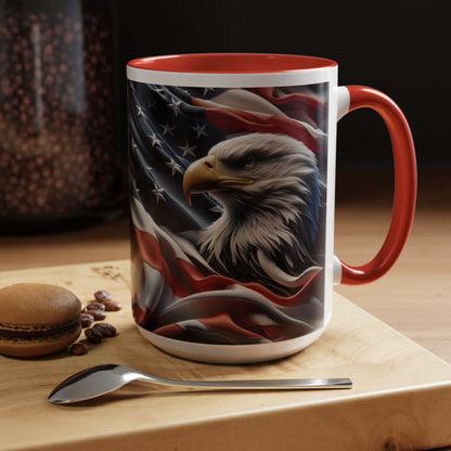 Patriotic Eagle Mug - Vintage American Flag Design - 11oz/15oz