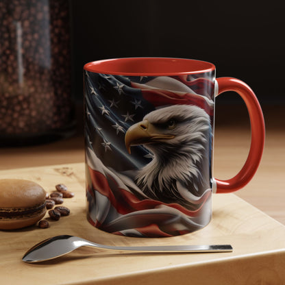 Patriotic Eagle Mug - Vintage American Flag Design - 11oz/15oz