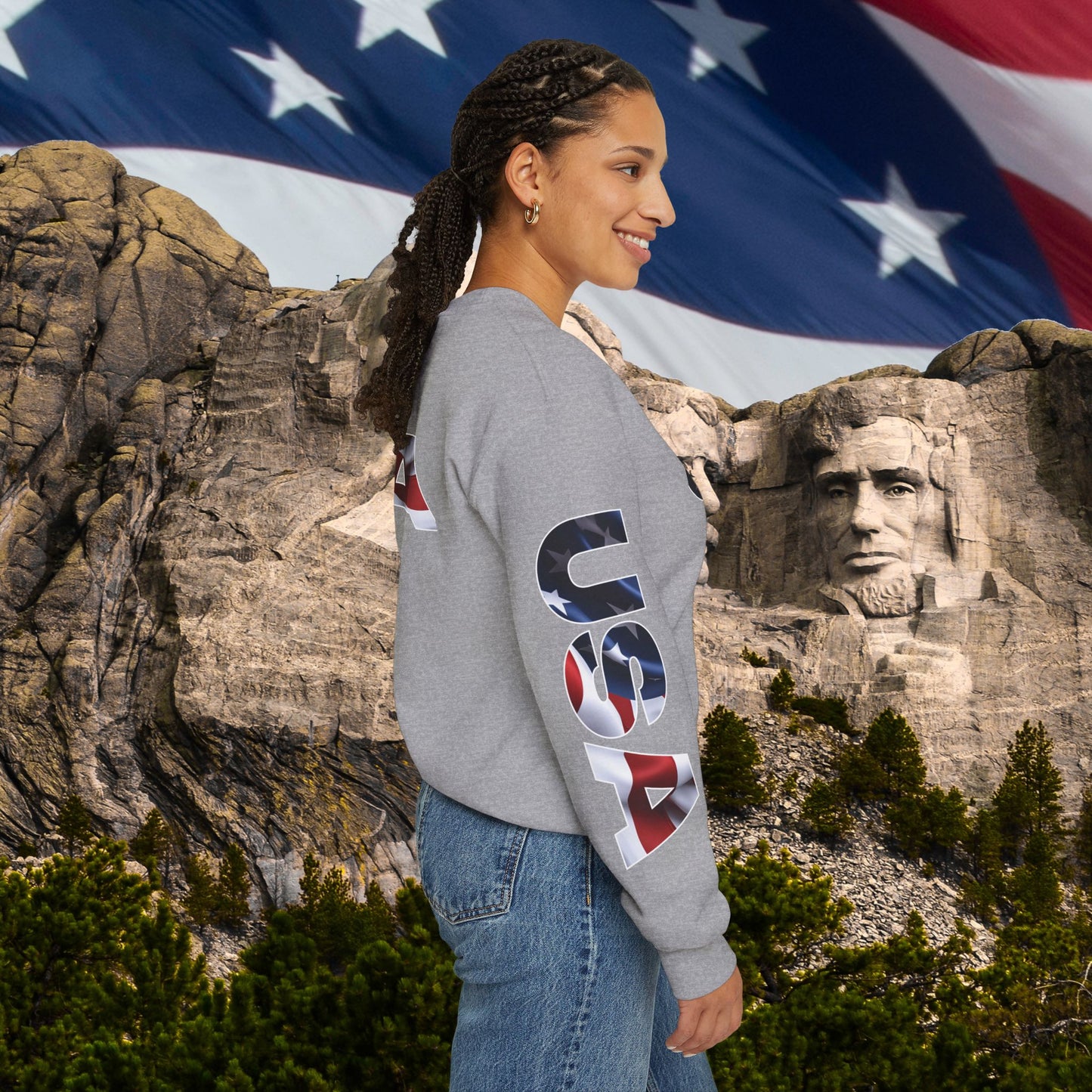 Patriotic USA Red White Blue - Crewneck Sweatshirt - Unisex Pullover - S-5XL