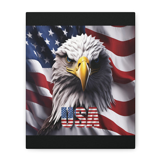 Striking - American Eagle Up Against An American Flag - Red White Blue - Canvas Wall Art Design - Patriotic Home Decor - USA Pride -