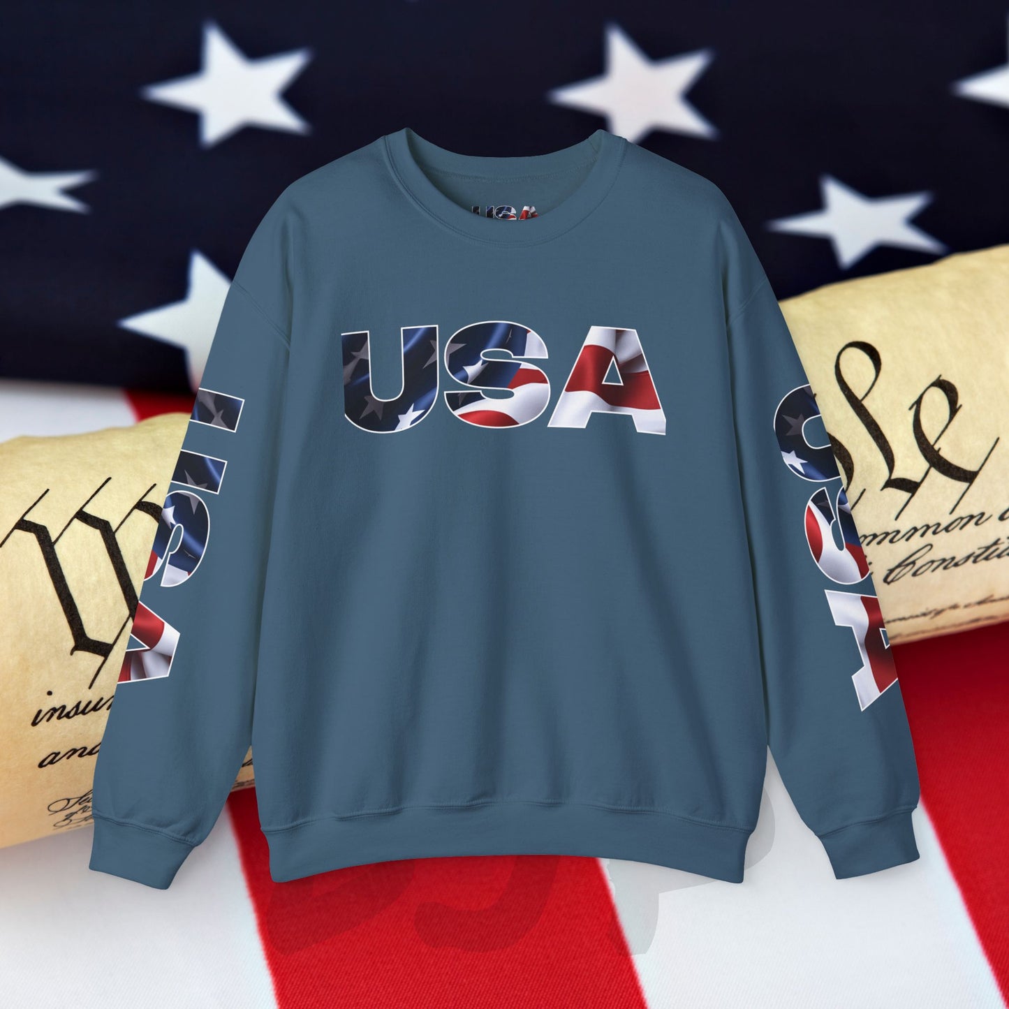 Patriotic USA Crewneck Sweatshirt - Unisex Heavy Blend - American Pride - National Pride Gift - S-5XL
