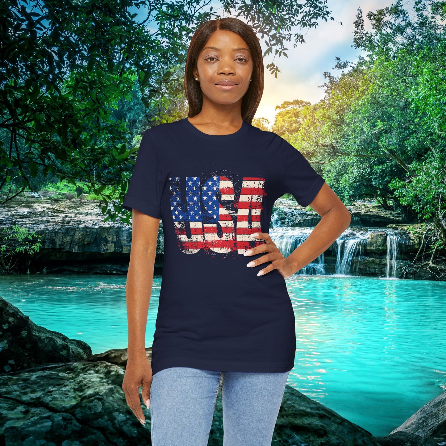 USA - Red White Blue - American Flag - Classic Unisex Tee - Holiday Gift - Patriotic Pride