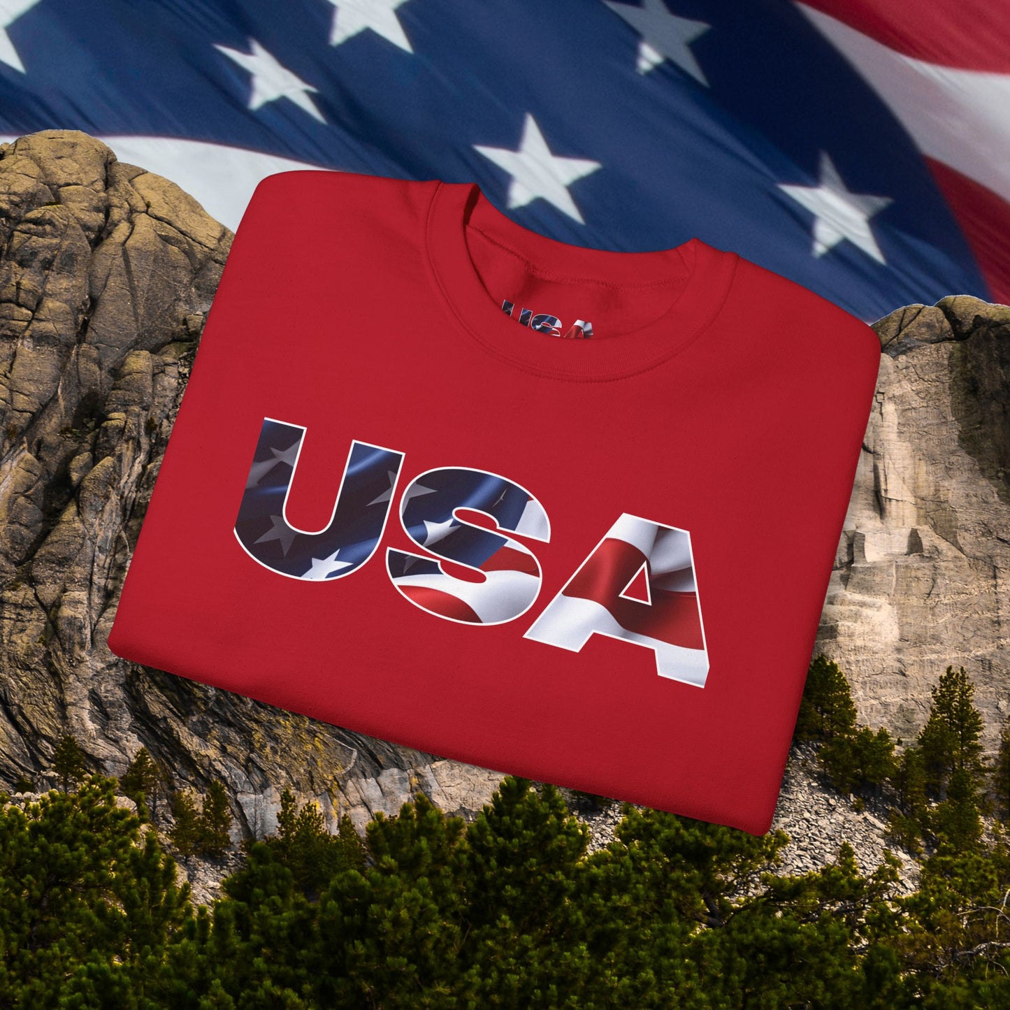 Patriotic USA Red White Blue - Crewneck Sweatshirt - Unisex Pullover - S-5XL