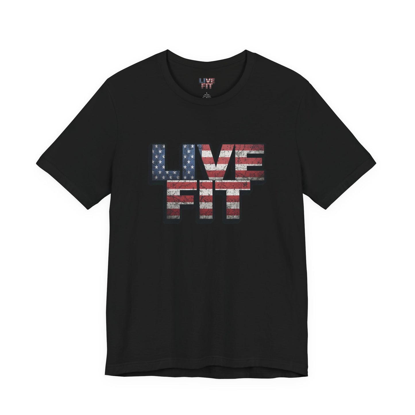 LIVE FIT Patriotic T-Shirt - American Flag Red White Blue - Unisex Fitness Tee