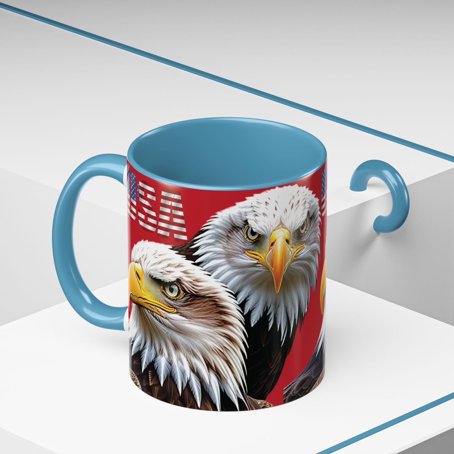 Patriotic Bald Eagle Accent Mug - Red White & Blue - 11oz/15oz - 4 Colors