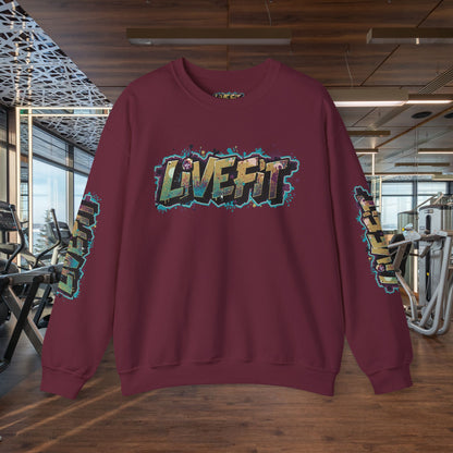 Live Fit Crewneck Sweatshirt - Trendy Fitness Apparel -  Unisex Casual Wear -  Sports Gift -  Workout Fashion -  Street Style Sweatshirt -