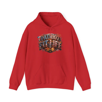 Patriot Fit Life Halloween Graphic Hoodie — American Flag Eagle Vintage Design