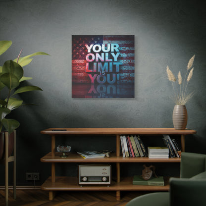 Gallery Wrapped - Motivational Canvas Wall Art - Your Only Limit Is You! - Inspirational Decor for Home Office - Inspirational Gift - Vintage American Flag - Limitless Living - Personal [...]