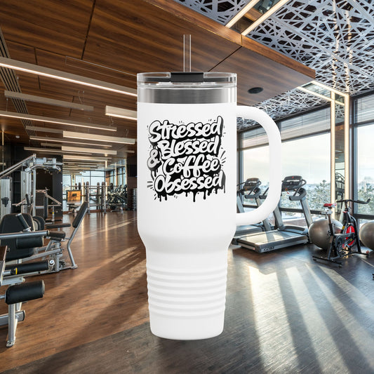 40oz. Insulated Travel Mug: Stressed Blessed, & Coffee Obsessed Print, 7 Different Color Options, Perfect Gift for Coffee Lovers, Gym Goers, Travel Enthusiasts, Holiday [...]