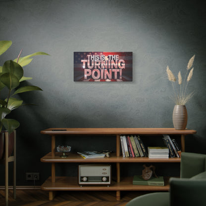 Gallery Wrapped Canvas Wall Art - Charlie Kirk Inspired - This Is The Turning Point! - Red White Blue - American Flag Backdrop Design - Multiple Sizes -