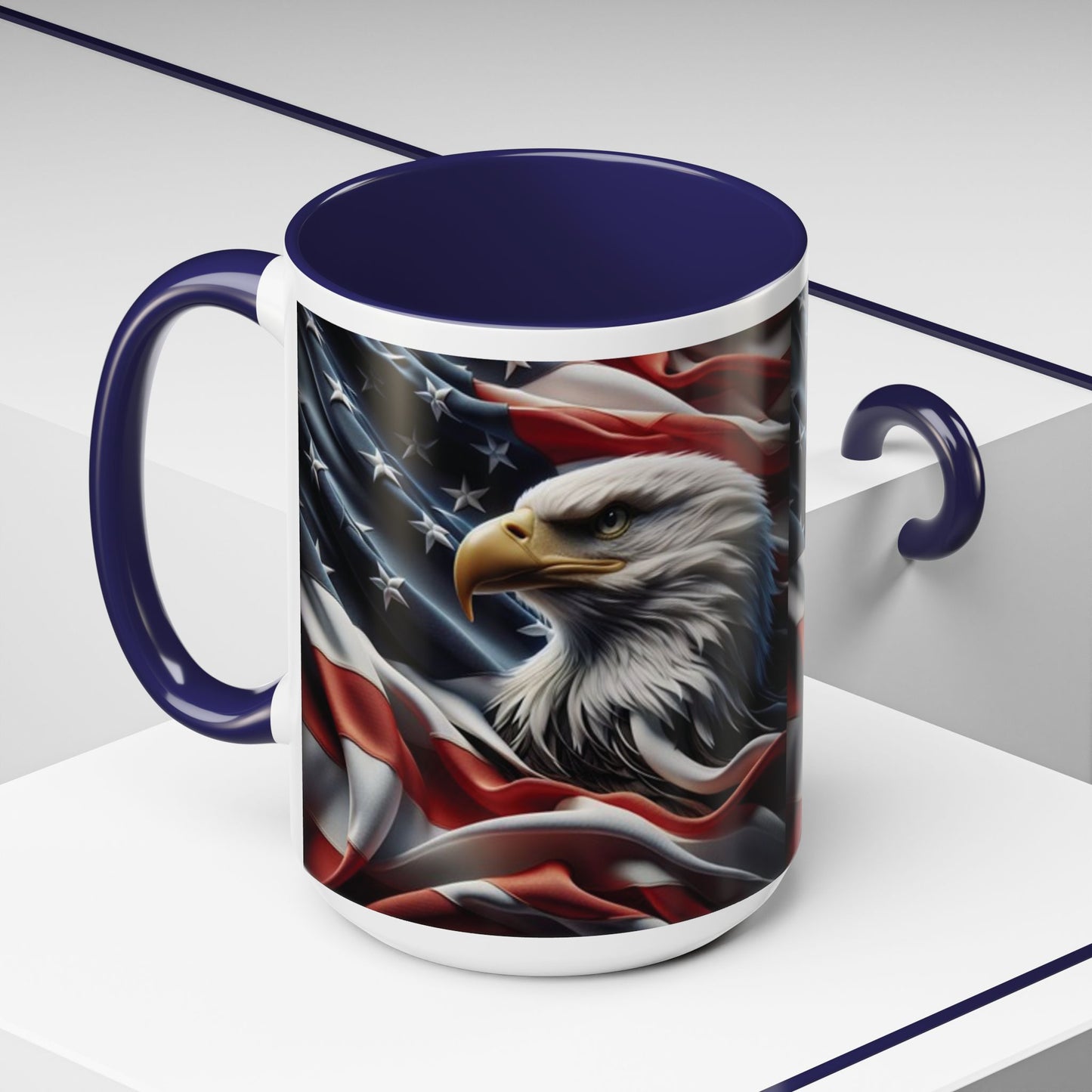 Patriotic Eagle Mug - Vintage American Flag Design - 11oz/15oz