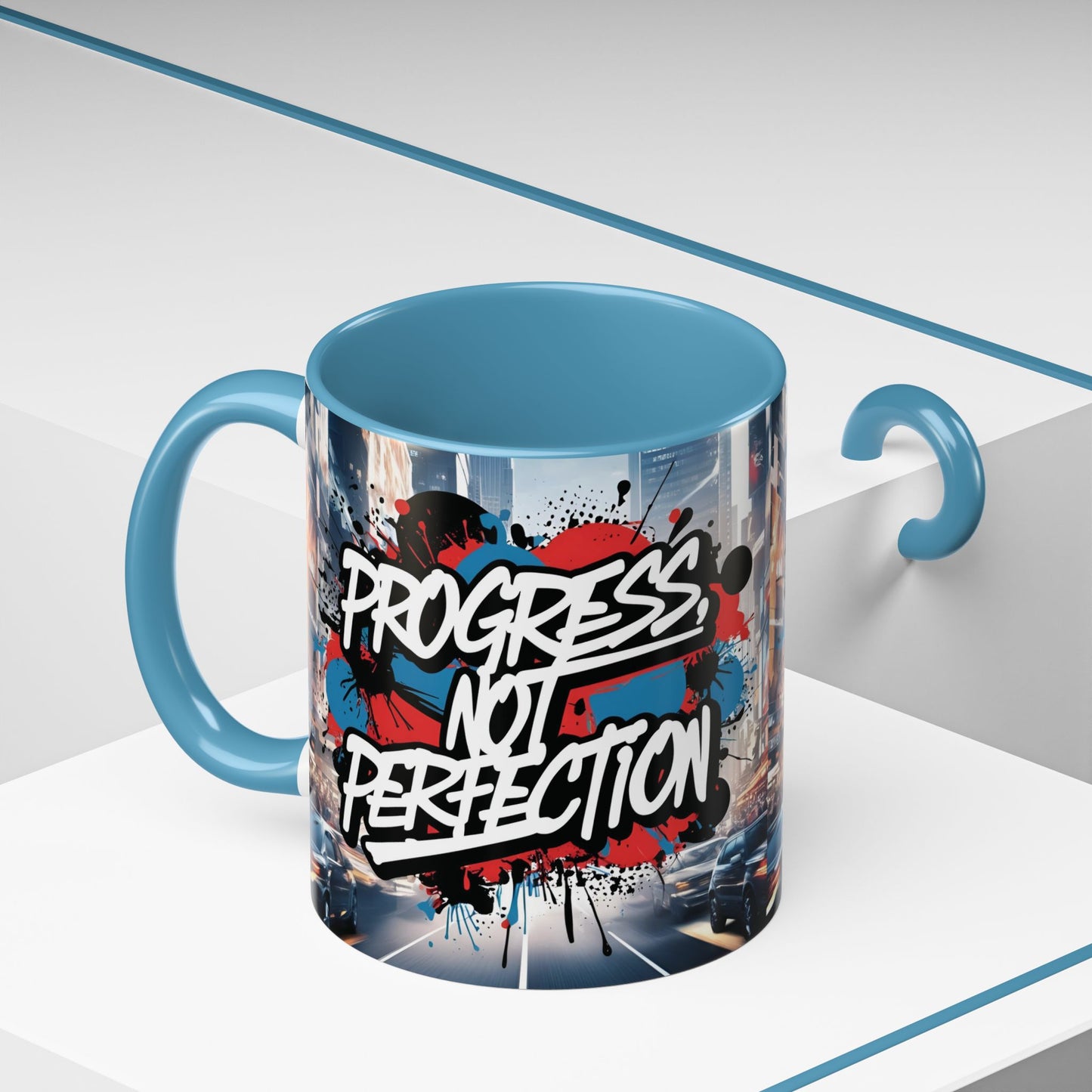 Progress Not Perfection! Graffiti Style Mug - Vibrant Design - 11oz/15oz - 8 Colors