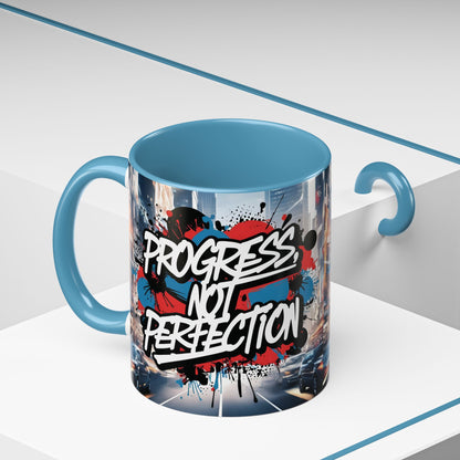 Progress Not Perfection! Graffiti Style Mug - Vibrant Design - 11oz/15oz - 8 Colors