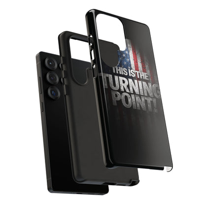 Stunning Patriotic Protective Cell Phone Case -  Charlie Kirk - This Is The Turning Point! - Red White Blue - Beautiful American Flag Backdrop Design - Perfect Gift for Everyday Use, Durable Cover, Stylish Protection