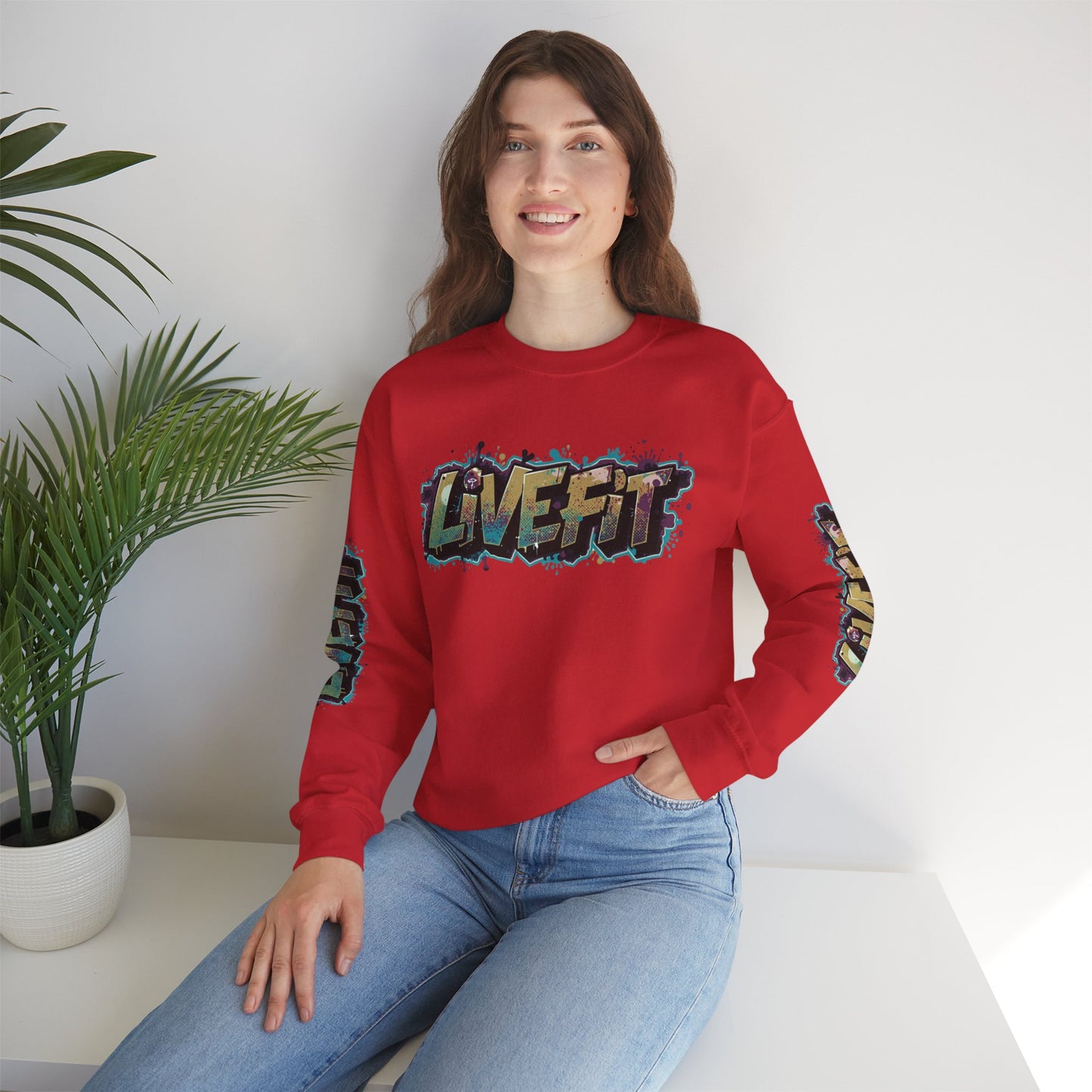 Live Fit Crewneck Sweatshirt - Trendy Fitness Apparel -  Unisex Casual Wear -  Sports Gift -  Workout Fashion -  Street Style Sweatshirt -