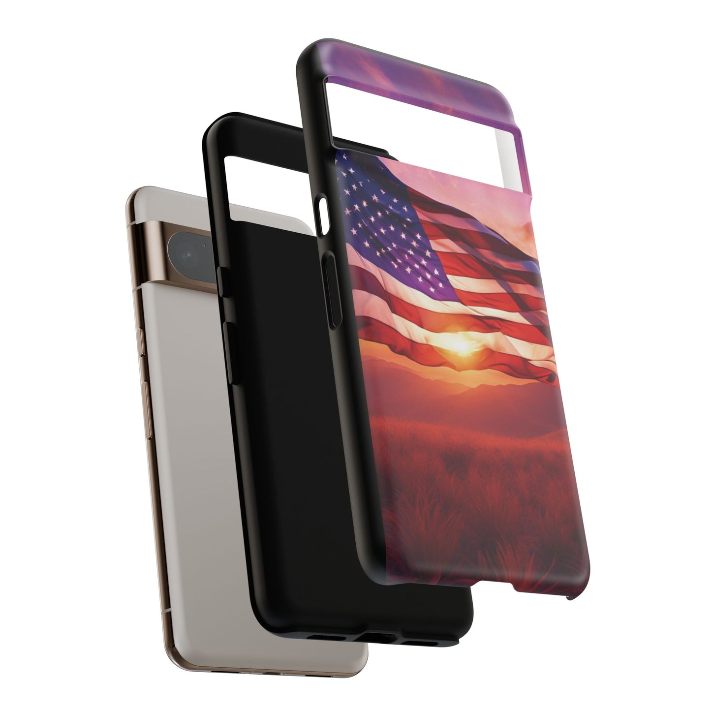 Stylish Phone Case - American Flag At Sunset Design - Patriotic Gift for Veterans - Independence Day -  Summer Vibes -