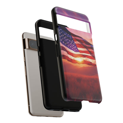 Stylish Phone Case - American Flag At Sunset Design - Patriotic Gift for Veterans - Independence Day -  Summer Vibes -