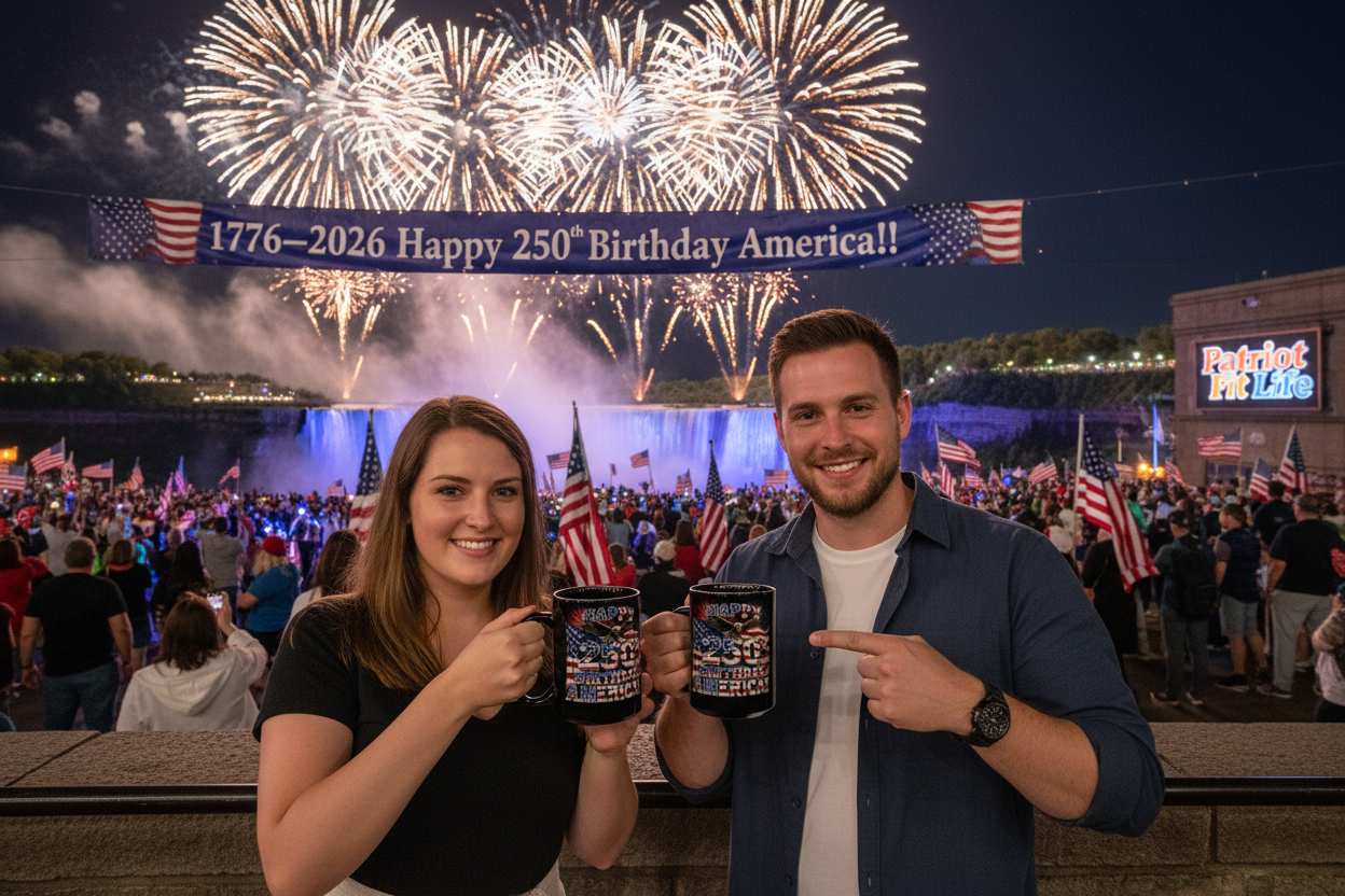 Happy 250th Birthday America Mug | 1776-2026 Patriotic Eagle Flag & Fireworks Black Coffee Cup