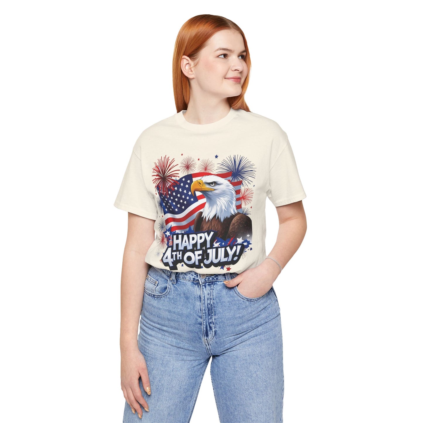 Happy 4th of July Graphic T-Shirt - Patriotic Bald Eagle - American Flag Tee - XS-4XL