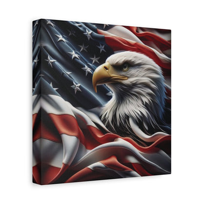 Patriotic Eagle Gallery Wrapped Canvas Art - American Flag Wall Decor - Red White Blue - USA Pride - Holiday Gift -  4th of July Home Decoration - Veteran Gift -  USA Theme Art - Print On Sides - Mirror Sides -