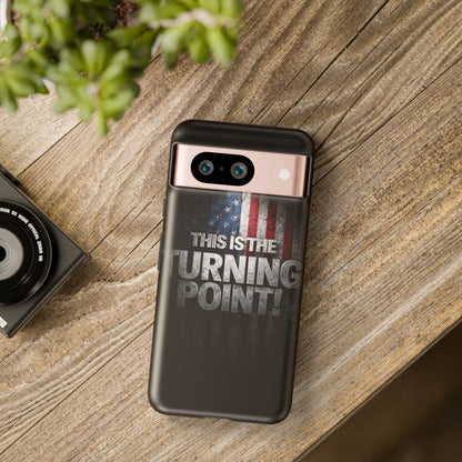 Stunning Patriotic Protective Cell Phone Case -  Charlie Kirk - This Is The Turning Point! - Red White Blue - Beautiful American Flag Backdrop Design - Perfect Gift for Everyday Use, Durable Cover, Stylish Protection