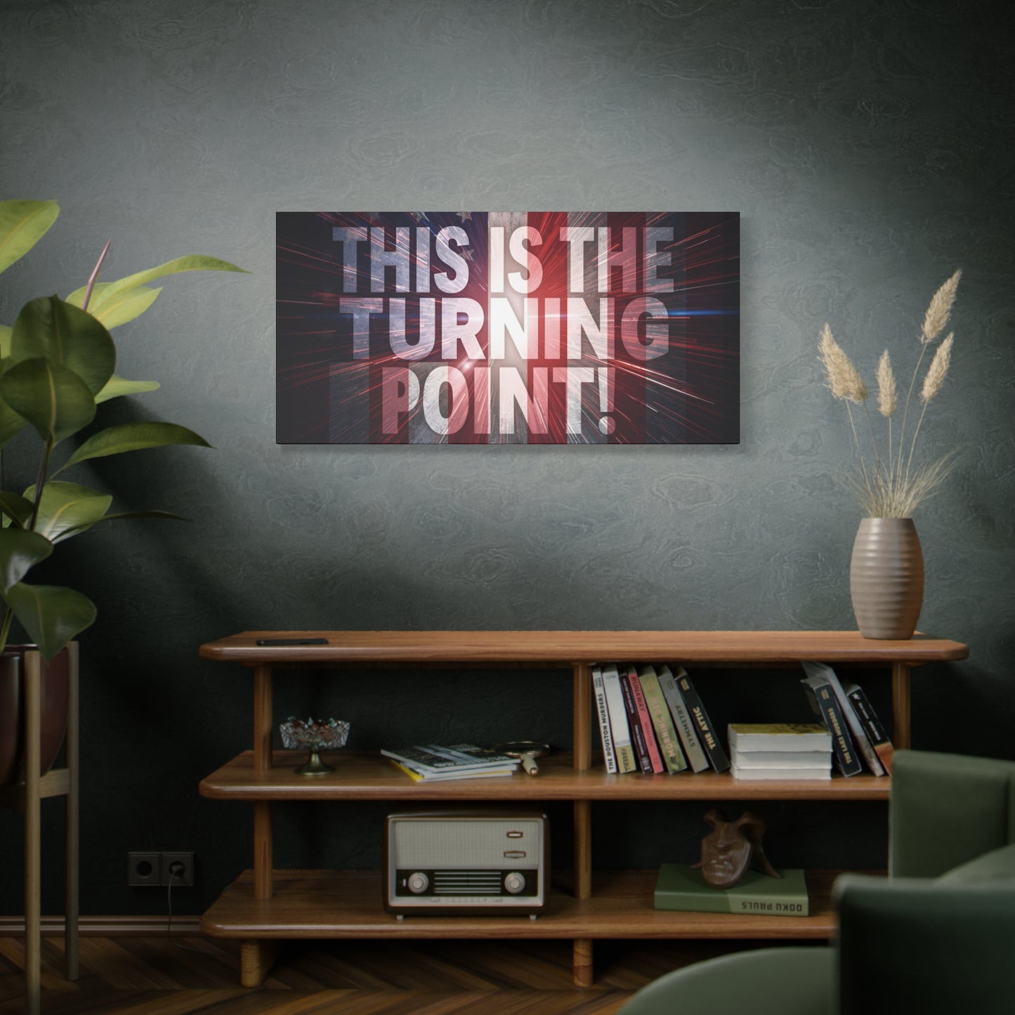 Charlie Kirk - This Is The Turning Point! - Red White Blue - Stunning American Flag Backdrop Design - Patriotic - Motivational Wall Art - Canvas - Multiple Sizes