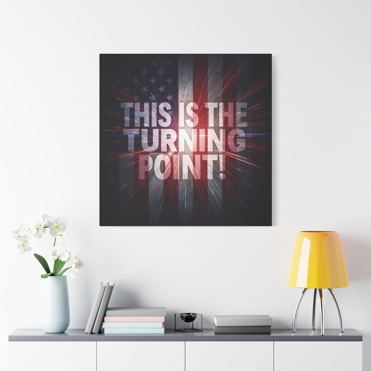 Charlie Kirk - This Is The Turning Point! - Red White Blue - Stunning American Flag Backdrop Design - Patriotic - Motivational Wall Art - Canvas - Multiple Sizes