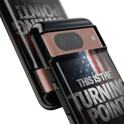 Stunning Patriotic Protective Cell Phone Case -  Charlie Kirk - This Is The Turning Point! - Red White Blue - Beautiful American Flag Backdrop Design - Perfect Gift for Everyday Use, Durable Cover, Stylish Protection