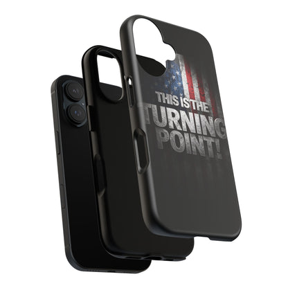 Stunning Patriotic Protective Cell Phone Case -  Charlie Kirk - This Is The Turning Point! - Red White Blue - Beautiful American Flag Backdrop Design - Perfect Gift for Everyday Use, Durable Cover, Stylish Protection