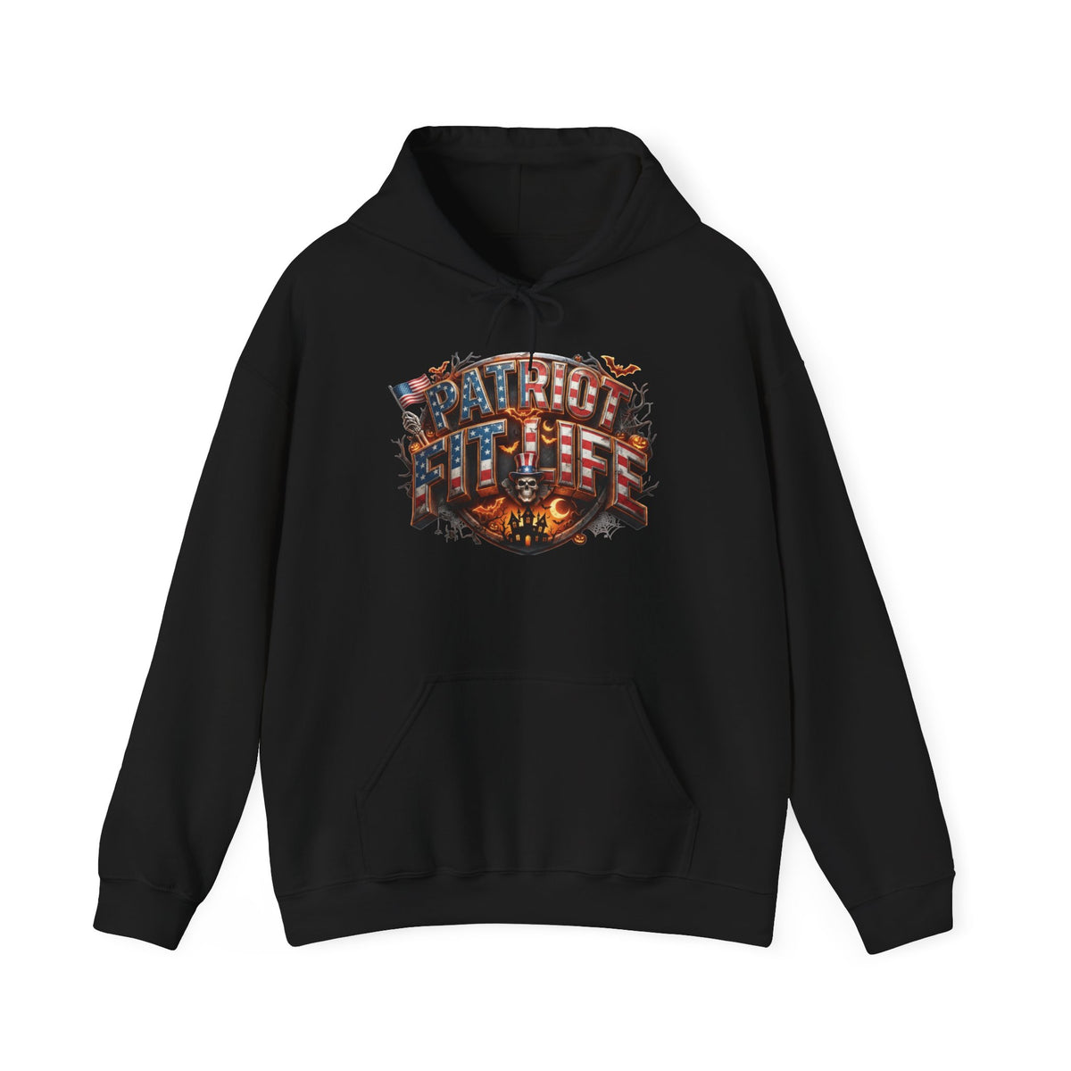 Patriot Fit Life Halloween Graphic Hoodie — American Flag Eagle Vintage Design