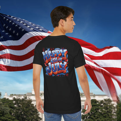 Happy 4th Of July, Print Design T-Shirt, Independence Day, American Flag, Bald Eagle, Red White Blue