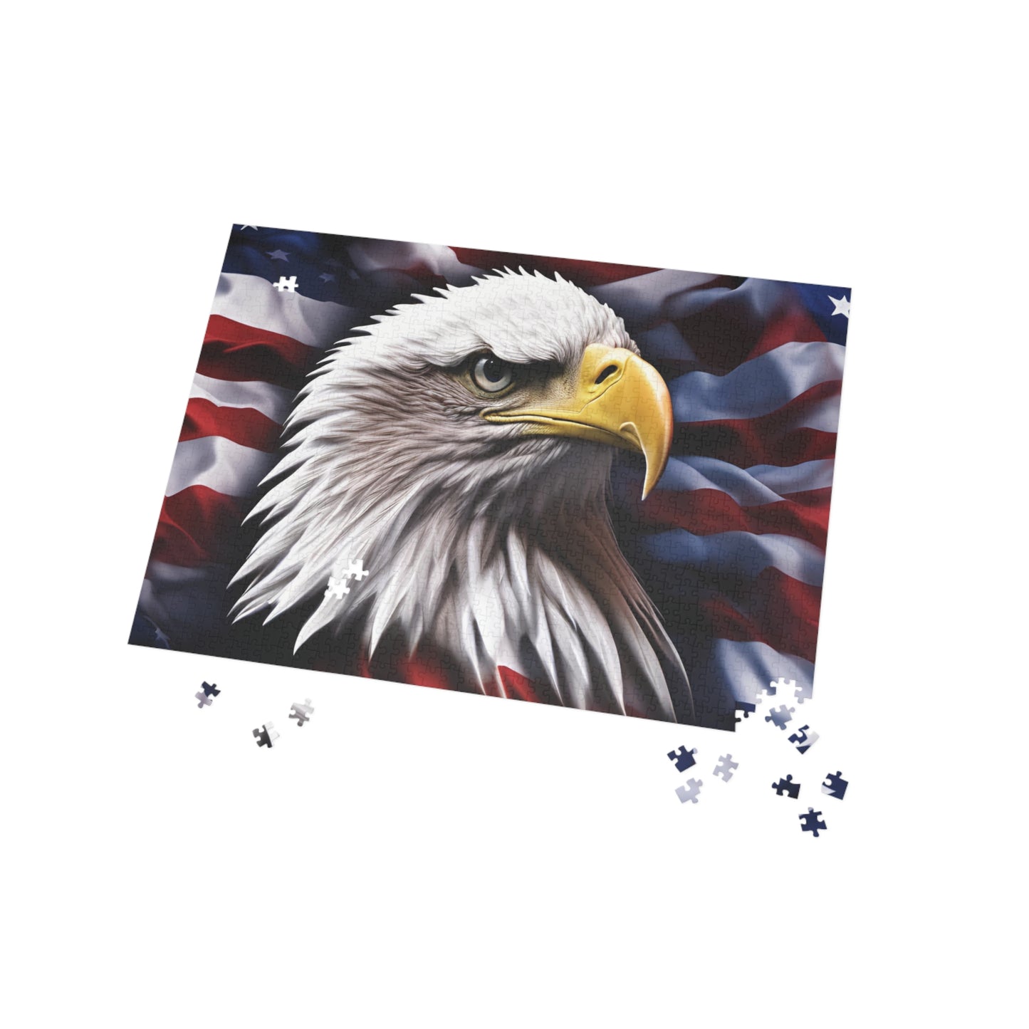 Puzzle - American Bald Eagle Red White & Blue Puzzles - 96 - 252 - 500 & 1000 Piece Options - Patriotic Artwork