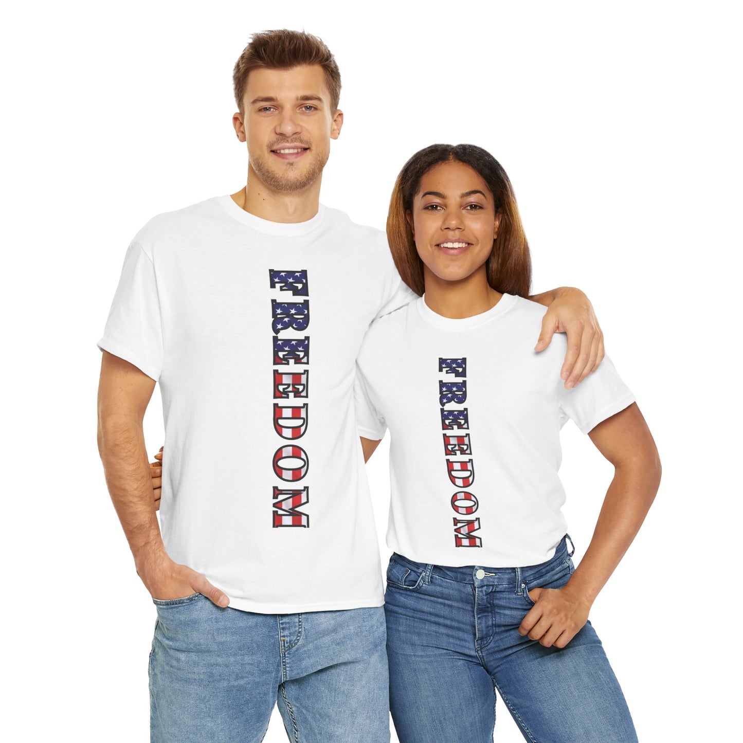Freedom Patriotic T-Shirt - Red White Blue - American Flag Tee - Unisex S-5XL