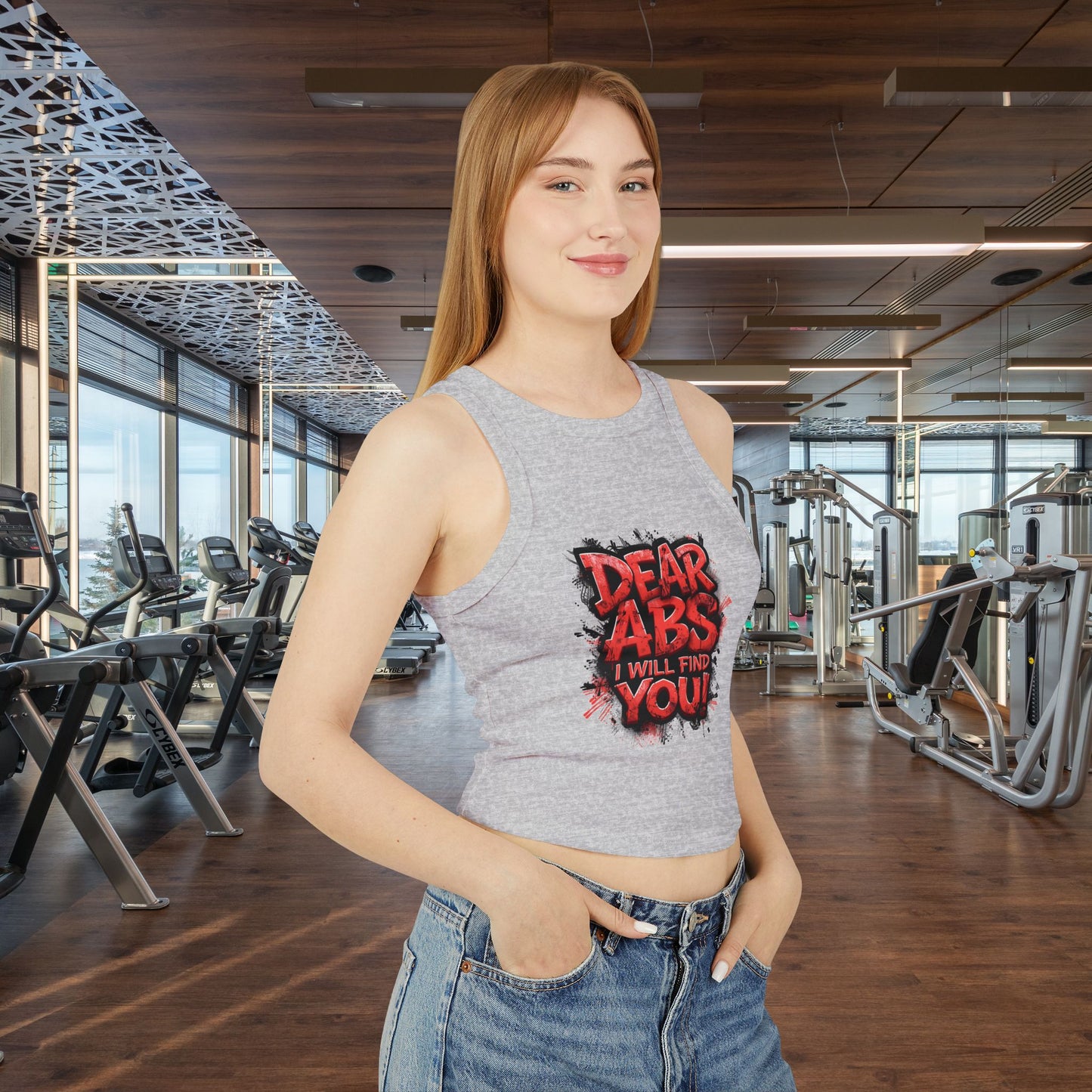 Dear Abs I Will Find You! - Racer Tank Top - Fit & Fun - Women's Crop Top - Fitness - Sizes - XS - 2XL