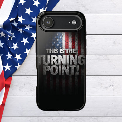 Stunning Patriotic Protective Cell Phone Case -  Charlie Kirk - This Is The Turning Point! - Red White Blue - Beautiful American Flag Backdrop Design - Perfect Gift for Everyday Use, Durable Cover, Stylish Protection