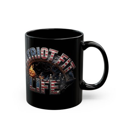 Patriot Fit Life Halloween Mug - Haunted Graveyard Flag Design | 11oz & 15oz