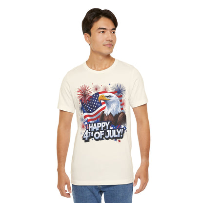 Happy 4th of July Graphic T-Shirt - Patriotic Bald Eagle - American Flag Tee - XS-4XL
